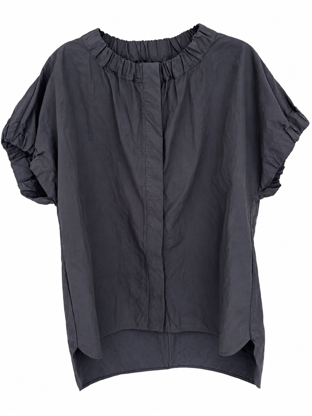 COS Black Oversized Tunic Top Ruched Sleeve High Low Hem Women’s Size 12